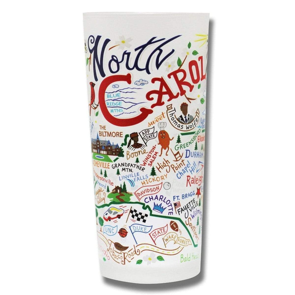 Catstudio 15 oz Frosted Glass North Carolina - North Carolina Gifts