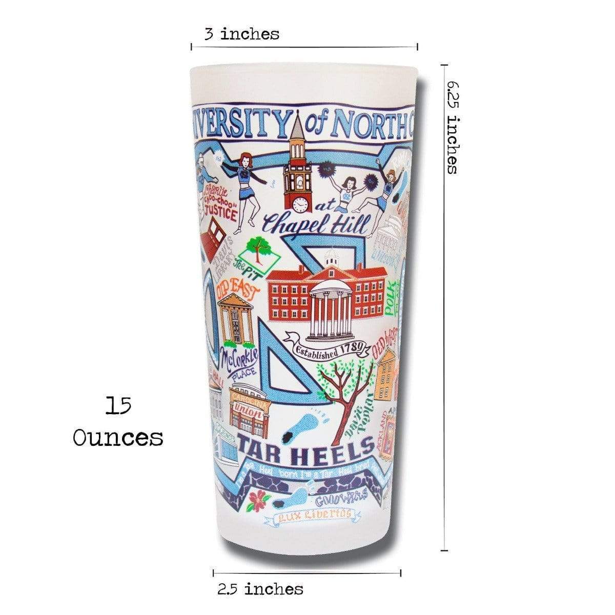 Catstudio 15 oz Frosted Glass University of North Carolina - Glassware