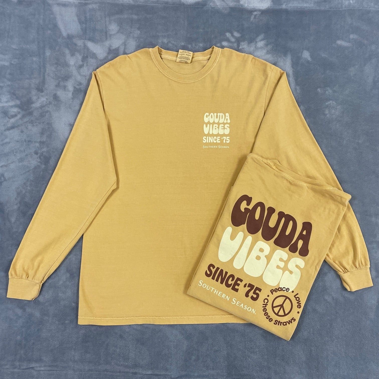 Southern Decorative Long-Sleeve T-Shirt - Gouda Vibes - Yellow
