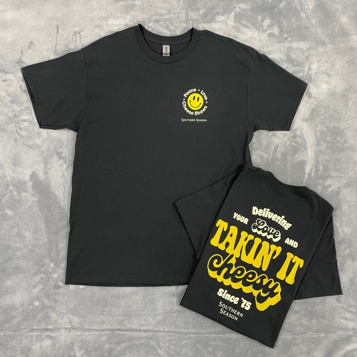 Decorative T-Shirt - Peace, Love &amp; Cheese Straws - Black - T-Shirt