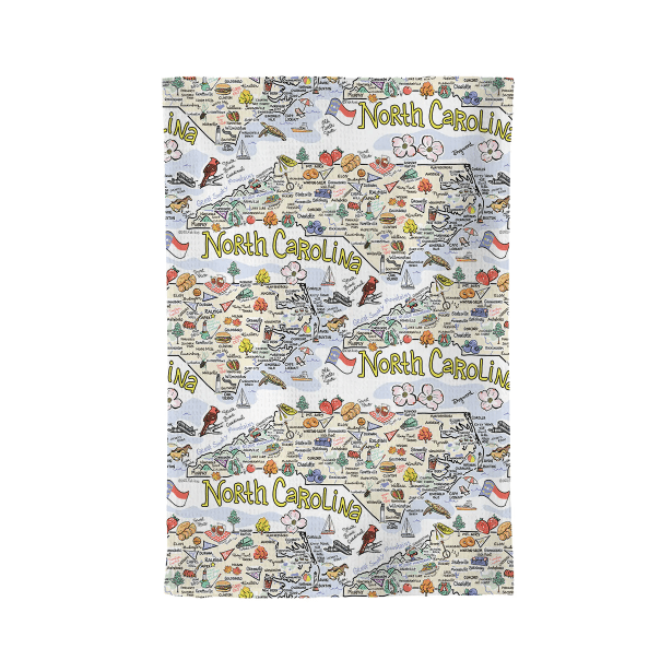 Fish Kiss North Carolina Map Kitchen Towel