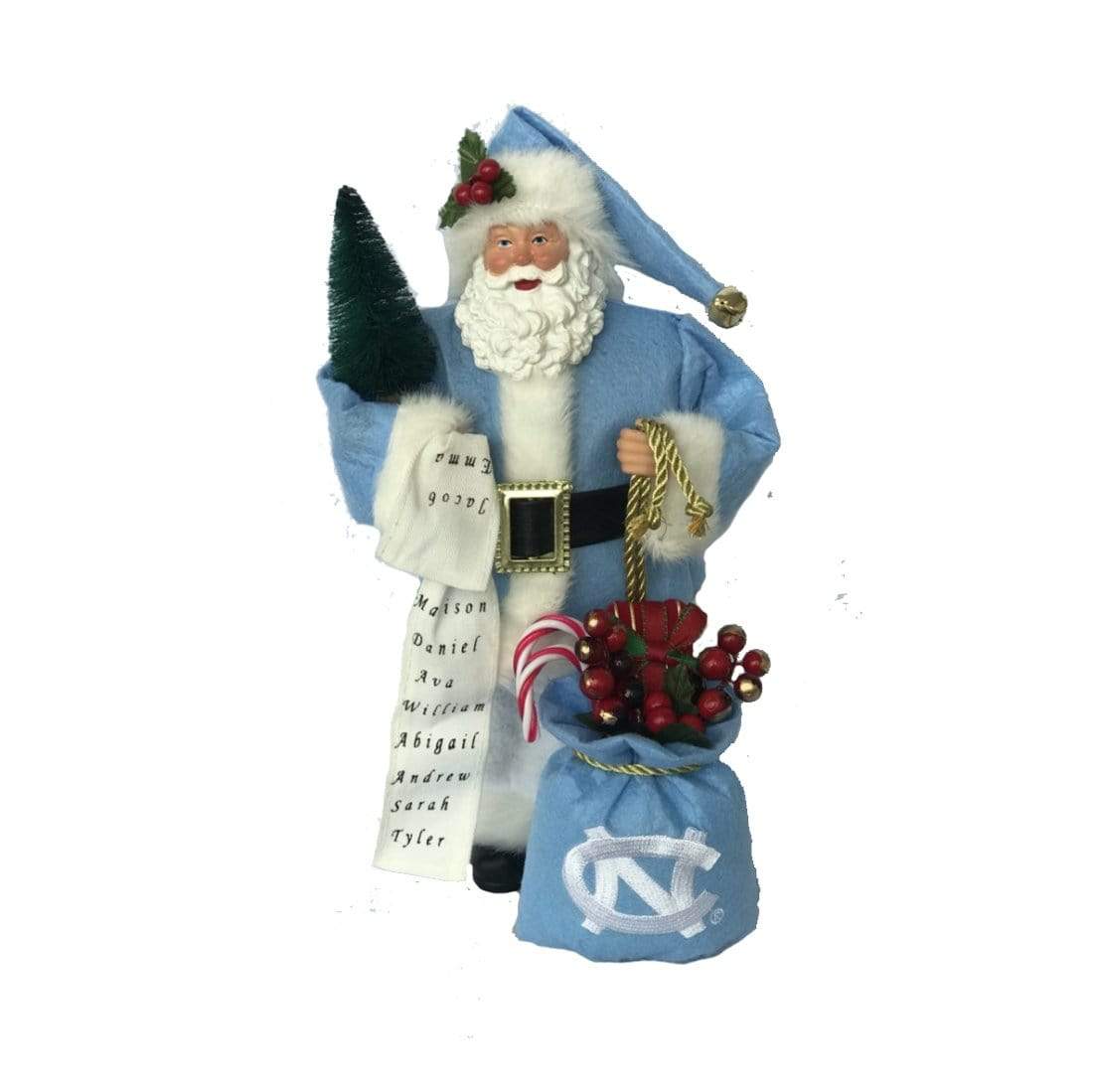 Santa's Workshop 12in UNC Santa with List - Collegiate Decoration