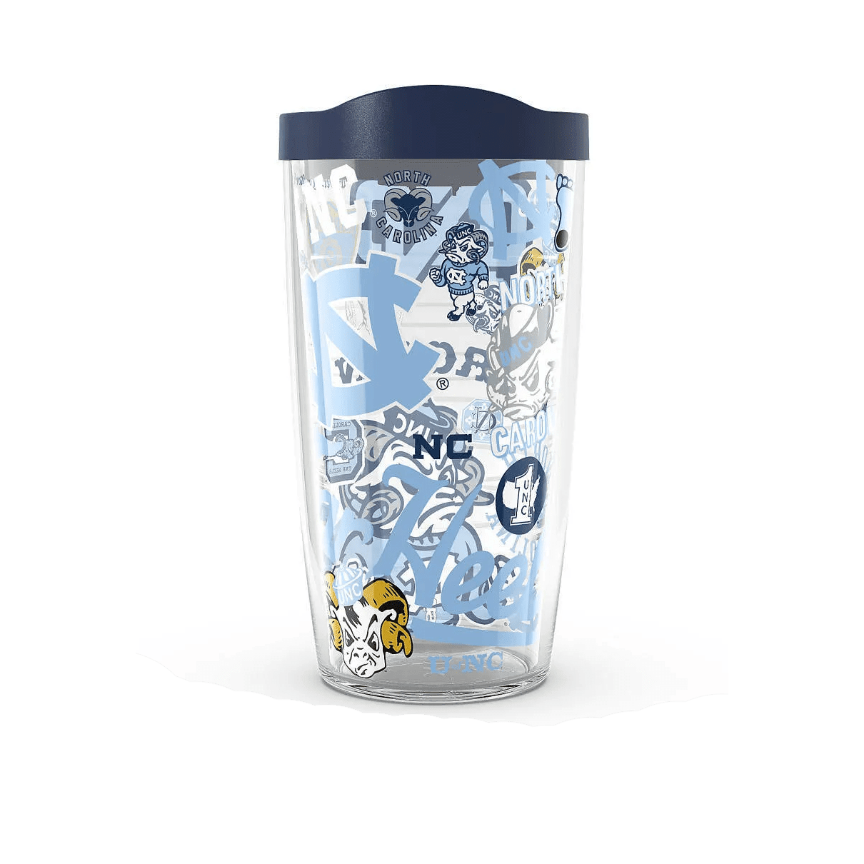 Tervis Tumbler 16 oz North Carolina Tar Heels All Over Tumbler with Navy Lid - Drinkware